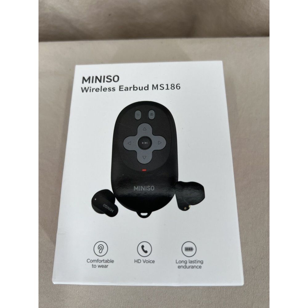 Miniso Wirless Earbud‎ MS186 with Remote Black In Ear Phone Hands Free